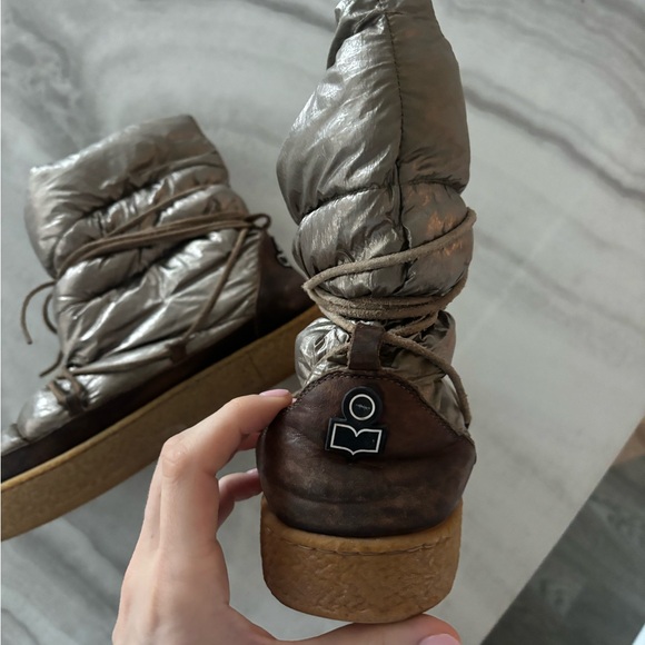 ZIMLEE ISABEL MARANT SNOW BOOT Silver and Brown Puffer Boots - Picture 4 of 5